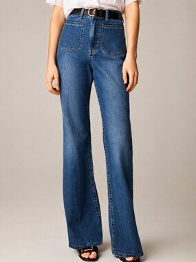 J. Crew NEW '96 Vintage Flare Patch Pocket High Rise Trouser Jeans SZ 31 PETITE